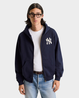 Heritage Yankees Serif Zip Hoodie - Navy/White
