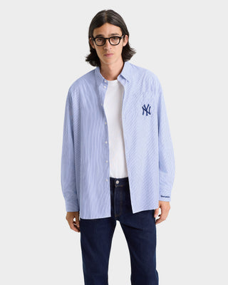 Heritage Yankees Serif Oversized Shirt - Blue Stripe/Navy