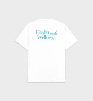 New Health & Wellness T-Shirt - White/Malibu Blue