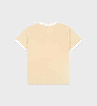 Serif Logo Ringer Tee - Almond/White