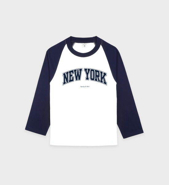 New York Ivy Baseball Tee - White/Navy