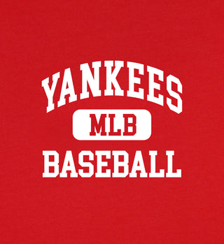 Red shirt with 'Yankees MLB Baseball' text in white and red