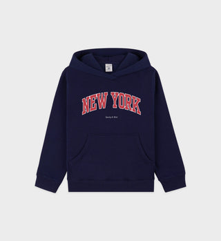 New York Ivy Kids Hoodie - Navy/Ruby