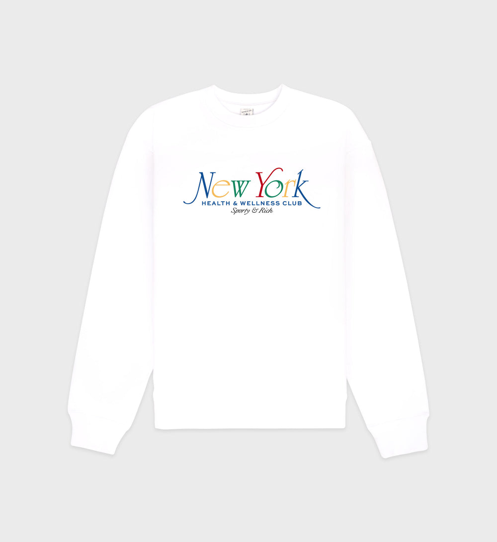 Sporty & Rich Wellness 94 Long Football Tee in White/Ruby/Team Blue