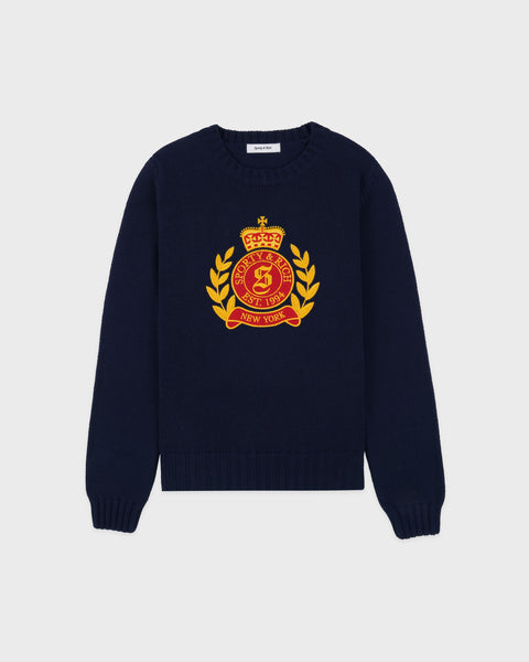 NY Crest Knitted Sweater - Navy