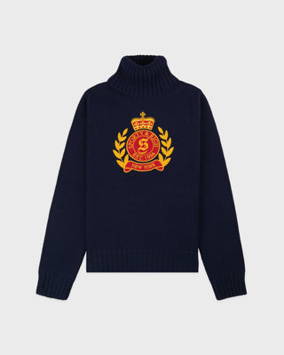 NY Crest Knitted Turtleneck - Navy