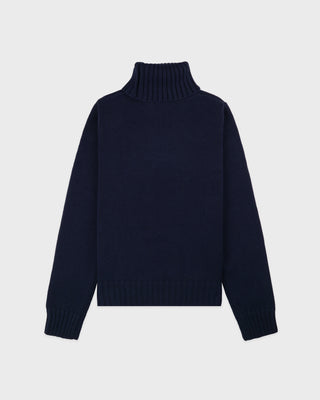 NY Crest Knitted Turtleneck - Navy