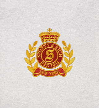 NY Crest Cropped Hoodie - Heather Gray/Gold