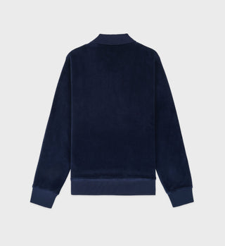 NY Crest Longsleeve Velour Polo - Navy/Cream