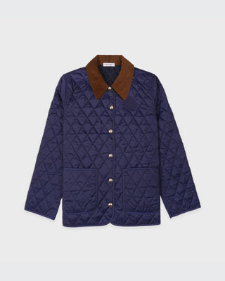 NY Crest Nylon Quilted Jacket - Navy/Tan
