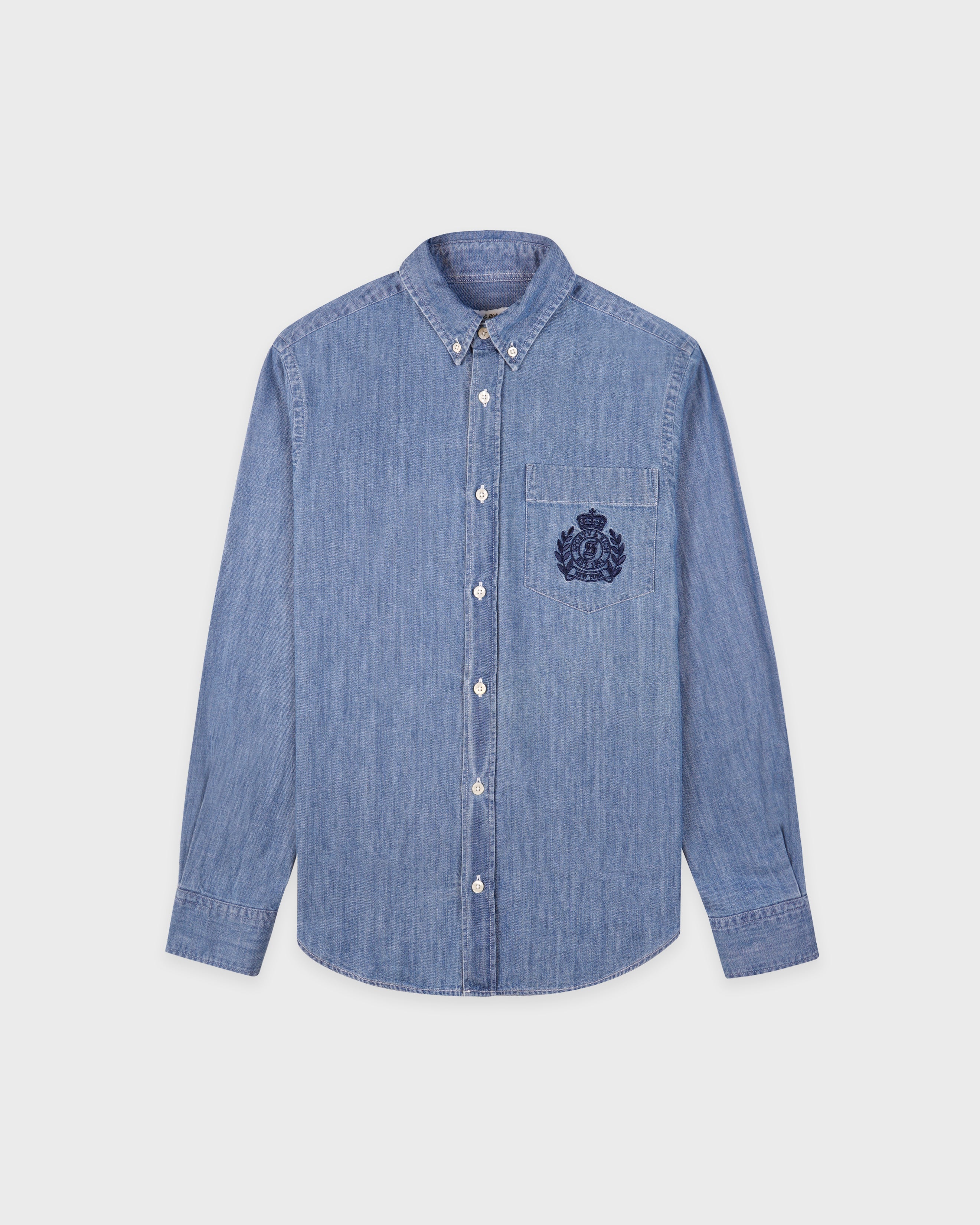 NY Crest Oversized Denim Shirt - Light Blue Light Blue / X-Large NY Crest Oversized Denim Shirt - Light Blue Light Blue / X-Large
