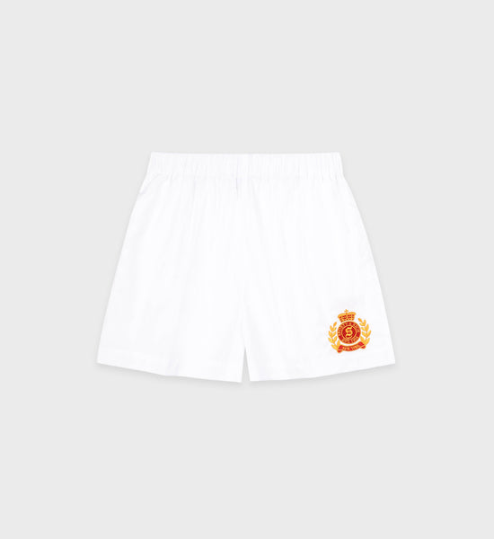 NY Crest Poplin Short - White/Gold