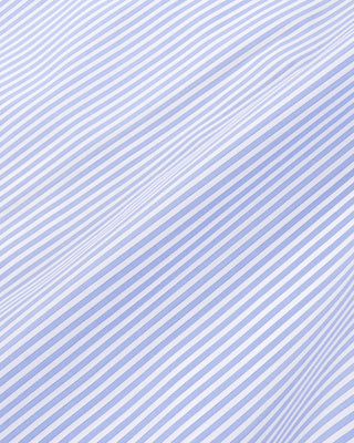 Close-up of blue and white striped fabric texture