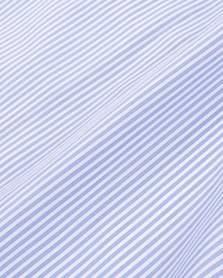 Close-up of blue and white striped fabric texture