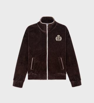 NY Crest Velour Track Jacket - Chocolate/Cream