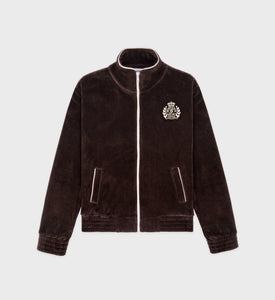 Veste de survêtement en velours NY Crest - Chocolat/Crème