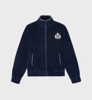 NY Crest Velour Track Jacket - Navy/Cream