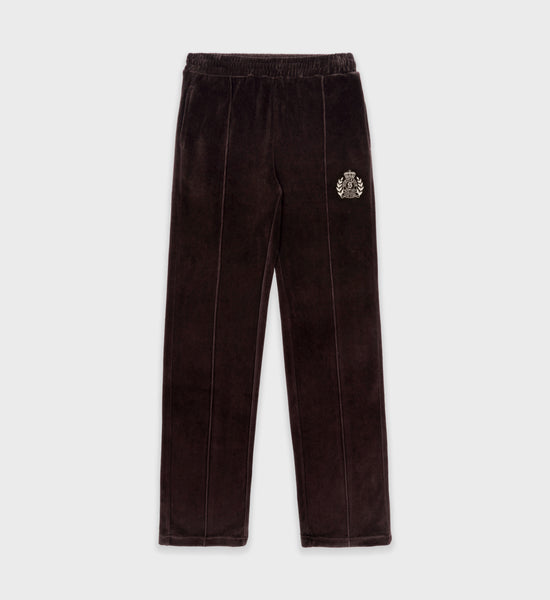 NY Crest Velour Track Pant - Chocolate/Cream