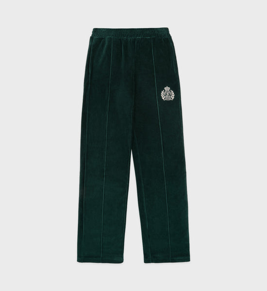 NY Crest Velour Track Pant - Forest/Cream