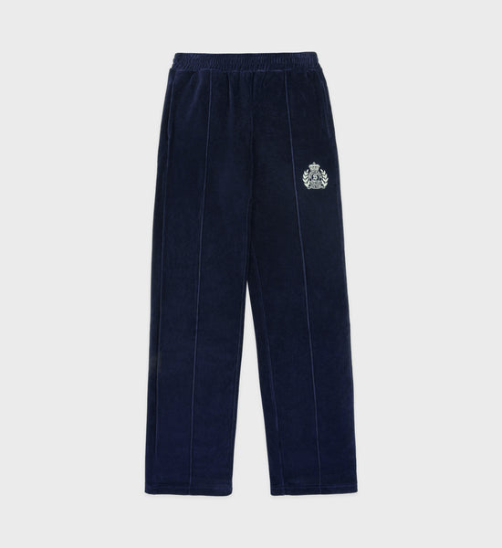 NY Crest Velour Track Pant - Navy/Cream