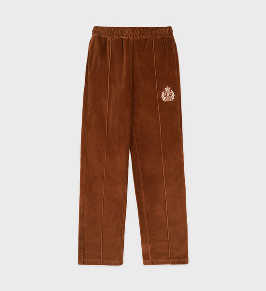 NY Crest Velour Track Pant - Tobacco/Cream