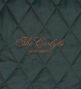 The Carlyle Script Nylon Quilted Jacket - Forest/Tan