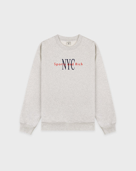 Crewneck NY Minute Brodé - Gris chiné/Marine