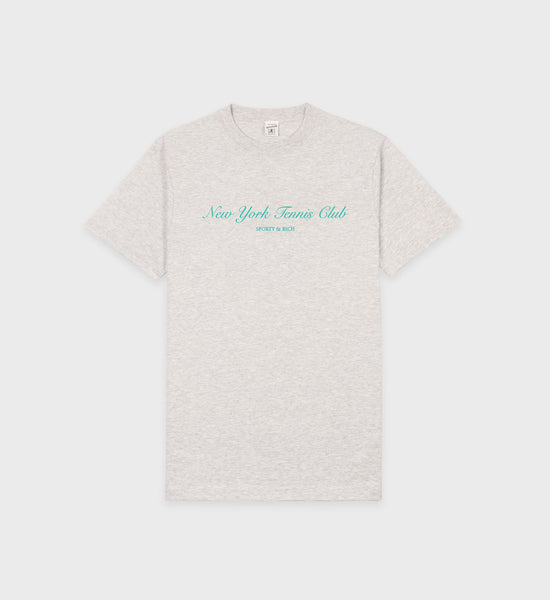 NY Tennis Club T-Shirt - Heather Gray/Caribbean