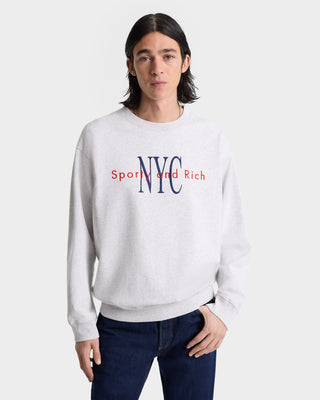 Crewneck NY Minute Brodé - Gris chiné/Marine