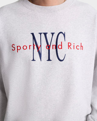 Crewneck NY Minute Brodé - Gris chiné/Marine