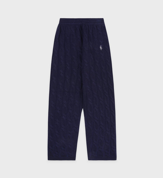 SRC Cableknit Cashmere Trousers - Navy/White