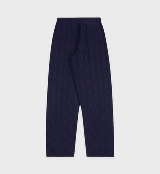 SRC Cableknit Cashmere Trousers - Navy/White