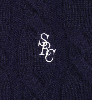 SRC Cableknit Cashmere Trousers - Navy/White