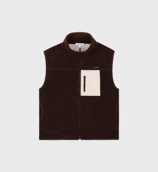 Zipped Sherpa Vest - Chocolate/Cream