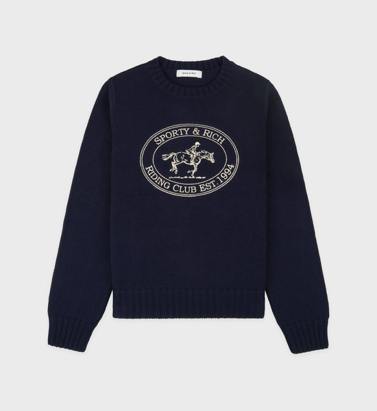 Riding Club Knitted Sweater - Navy/Ecru