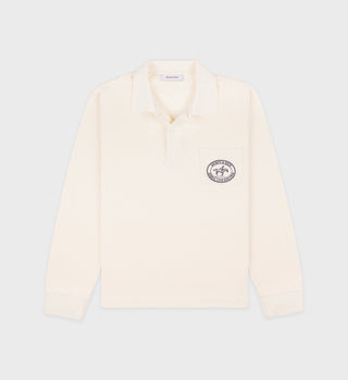 Riding Club Longsleeve Pique Polo - Cream/Navy