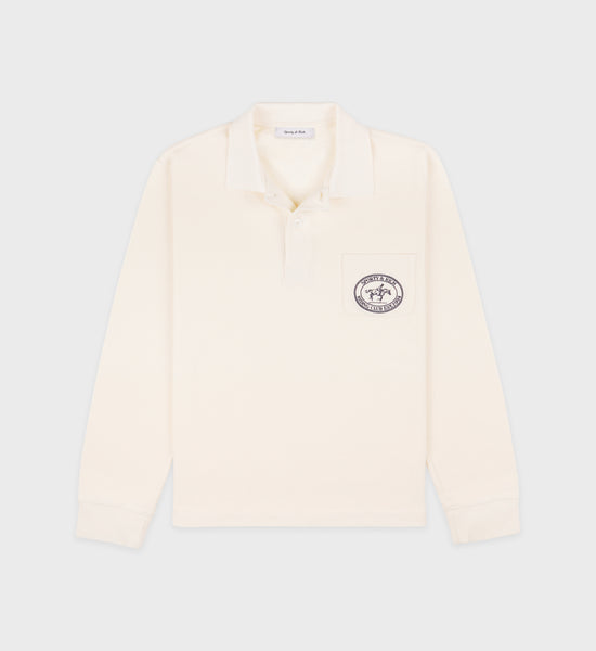 Riding Club Longsleeve Pique Polo - Cream/Navy