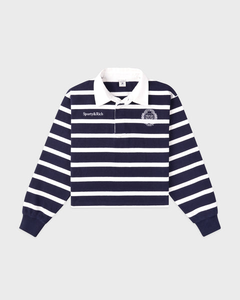 Yale Crest Rugby Polo - Navy/White