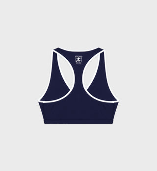 Runner Box V-Neck Sports Bra - Navy/White