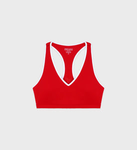 Runner Box V-Neck Sports Bra - Sports Red/White