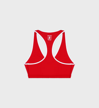 Runner Box V-Neck Sports Bra - Sports Red/White