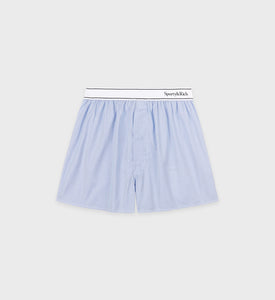 Short boxer Serif Logo - Rayé fin Bleu/Blanc