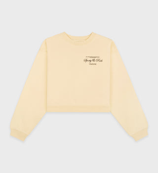 Script Logo Cropped Crewneck - Almond/Black