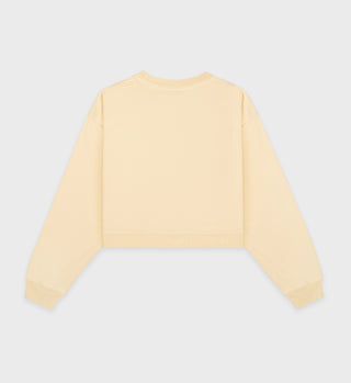 Script Logo Cropped Crewneck - Almond/Black