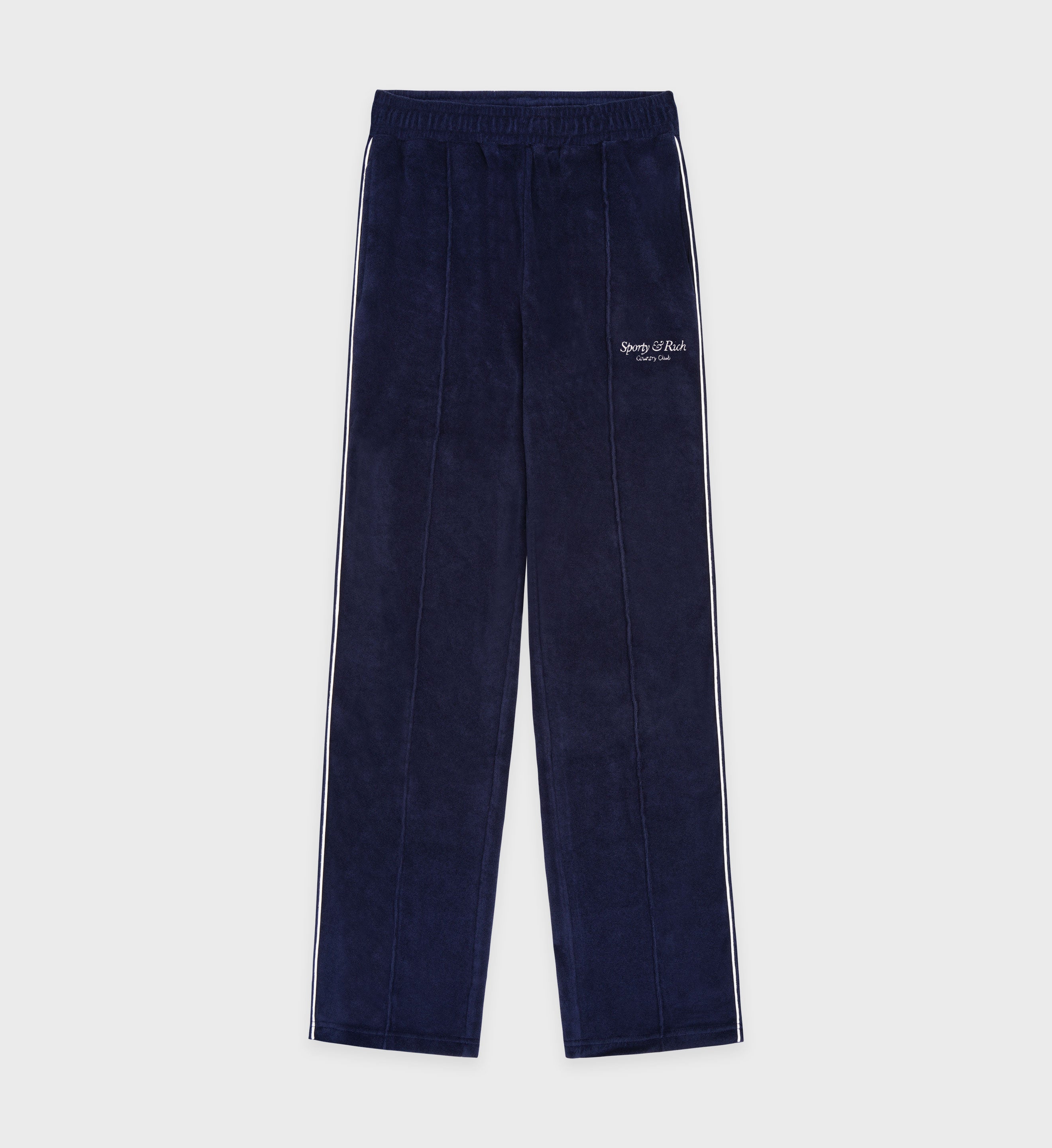 Script Center Snavy Script Velour Track Pants - Navy/Cream – Sporty & Rich