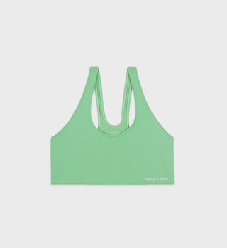 Serif Logo Sports Bra - Washed Kelly/White