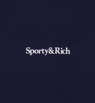 Serif Logo Longsleeve Active Tee - Navy/White