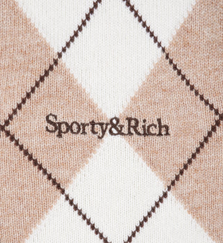 Serif Logo Argyle Sweater - Cream/Chocolate