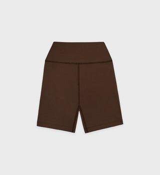 Serif Logo Biker Short - Chocolate/White