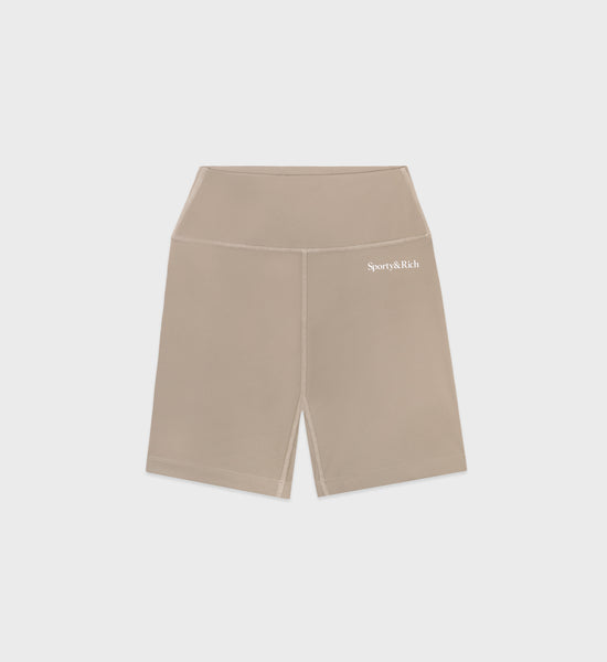 Serif Logo Biker Short - Elephant/White